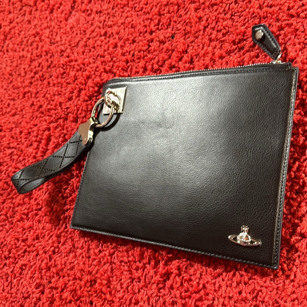 Vivienne Westwood BRAND NEW POUCH SHEFFIELD AW17 BLACK GRANY Leather